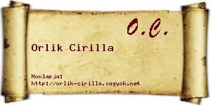 Orlik Cirilla névjegykártya